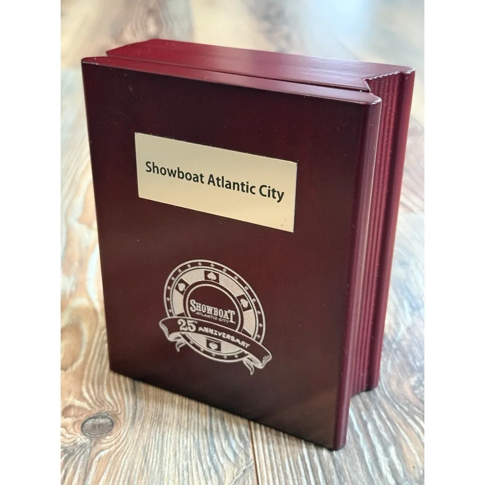 ShowBoat Atlantic City 25Th Anniversary Rosewood Folding Desk Clock